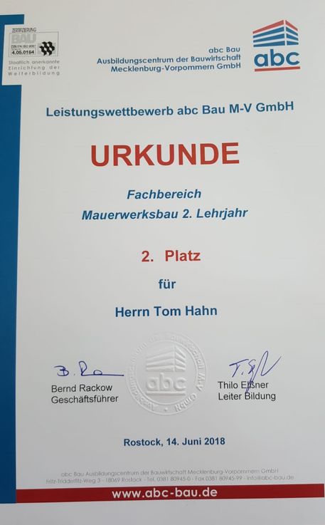Urkunde Azubi